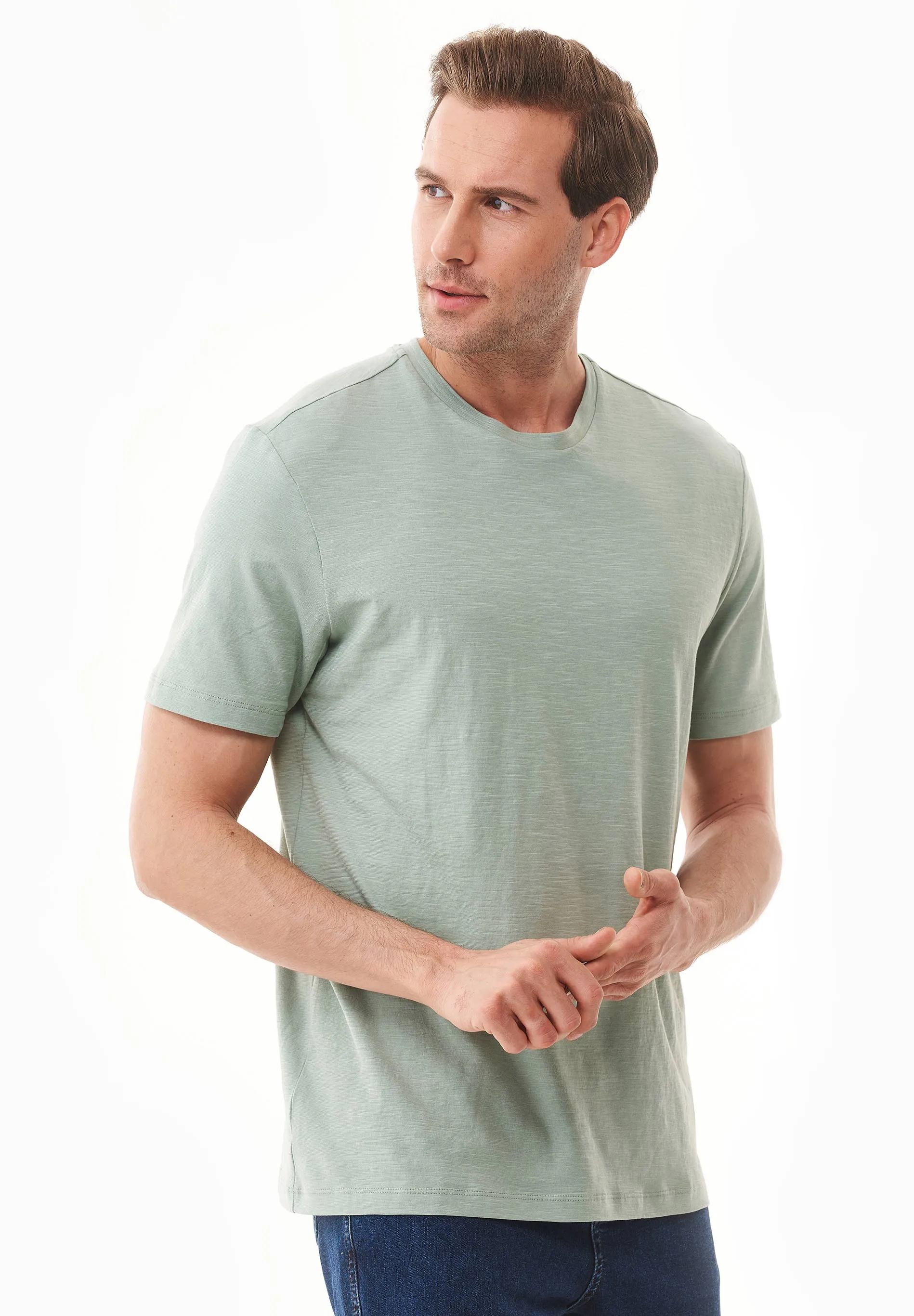Men's Basic Round Neck T-Shirt Water Green sold by Ivalo.com product image thumbnail 4