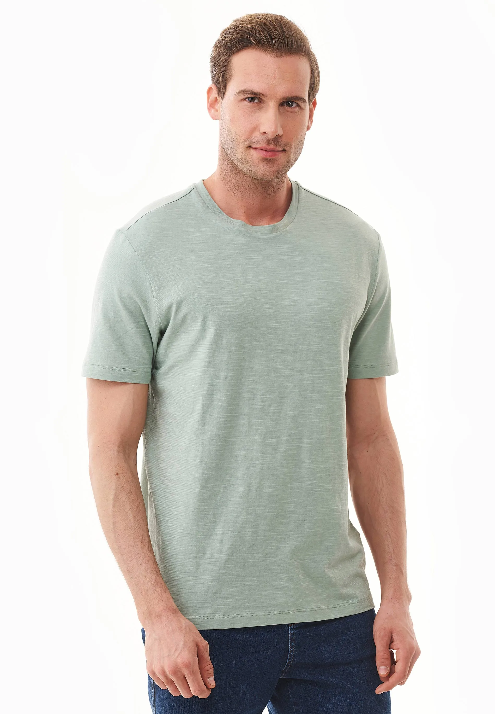 Men's Basic Round Neck T-Shirt Water Green sold by Ivalo.com