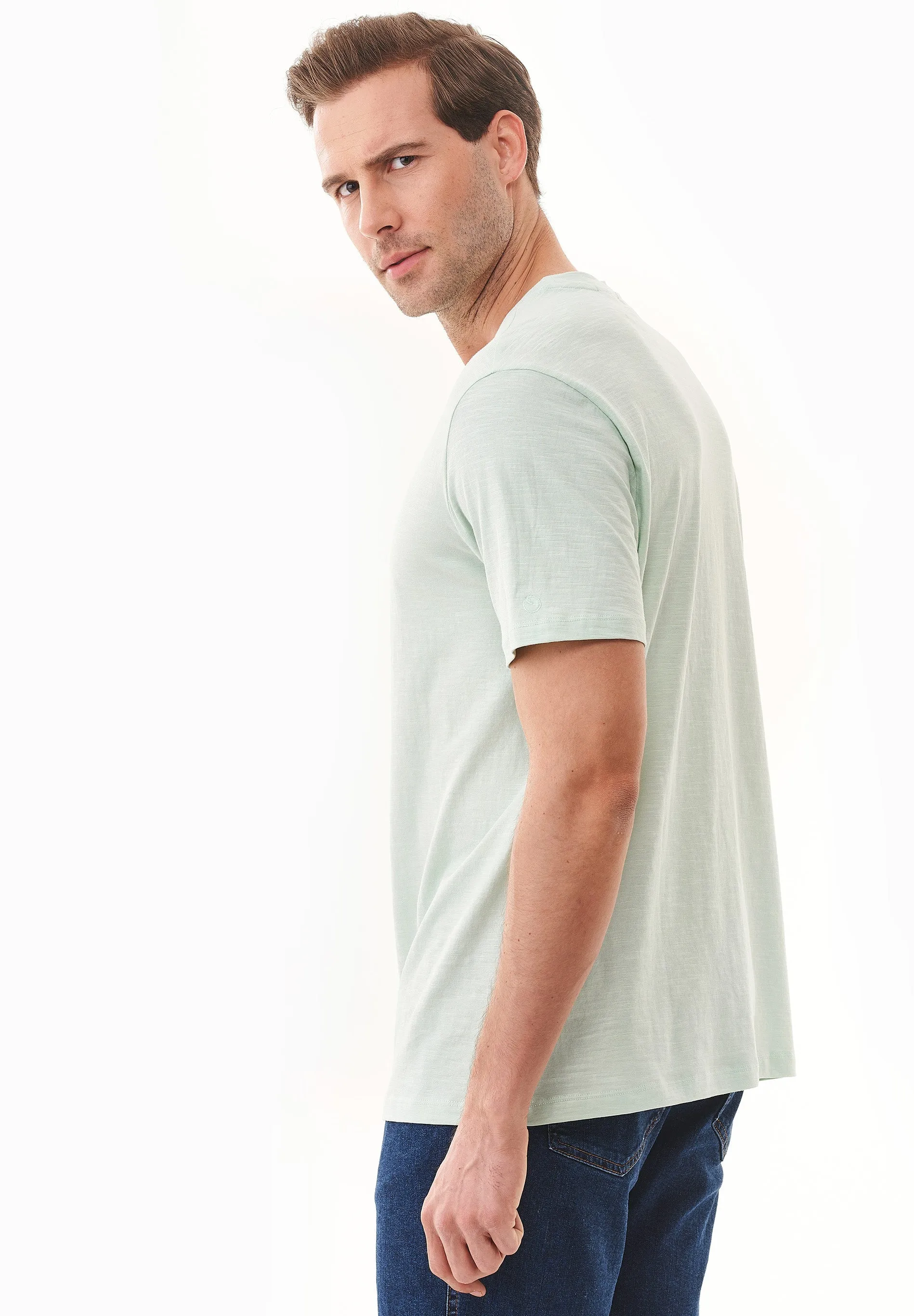 Men's Basic Round Neck T-Shirt Aqua Green sold by Ivalo.com product image thumbnail 2