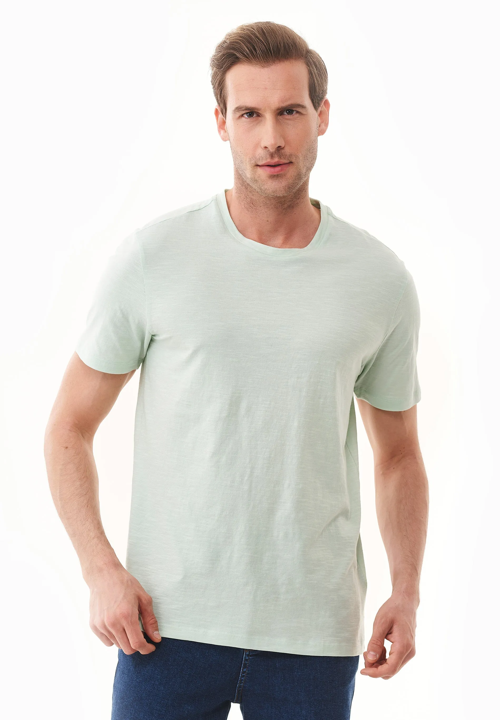 Men's Basic Round Neck T-Shirt Aqua Green sold by Ivalo.com product image thumbnail 4