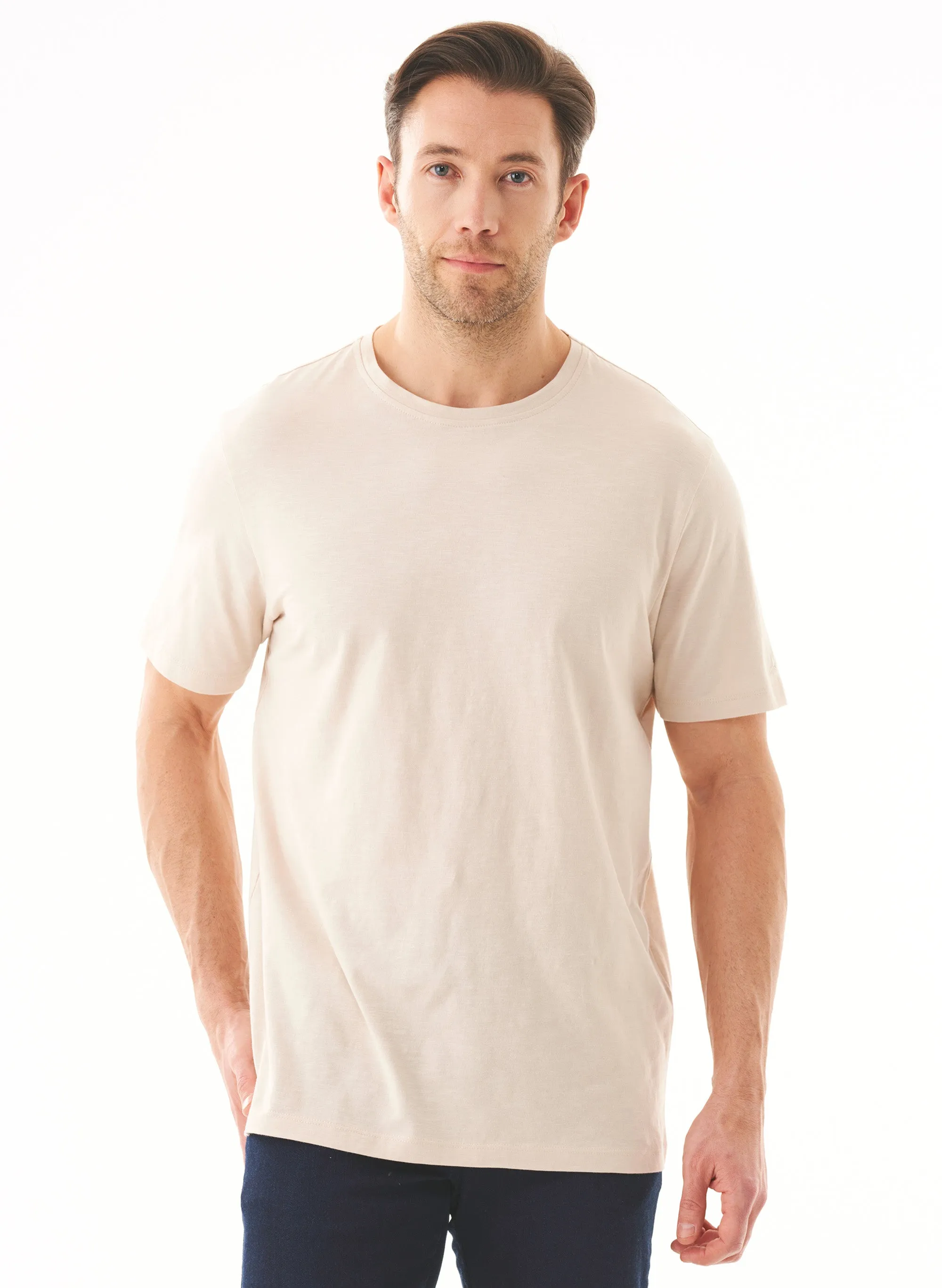 Men's Basic Round Neck T-Shirt Stone sold by Ivalo.com