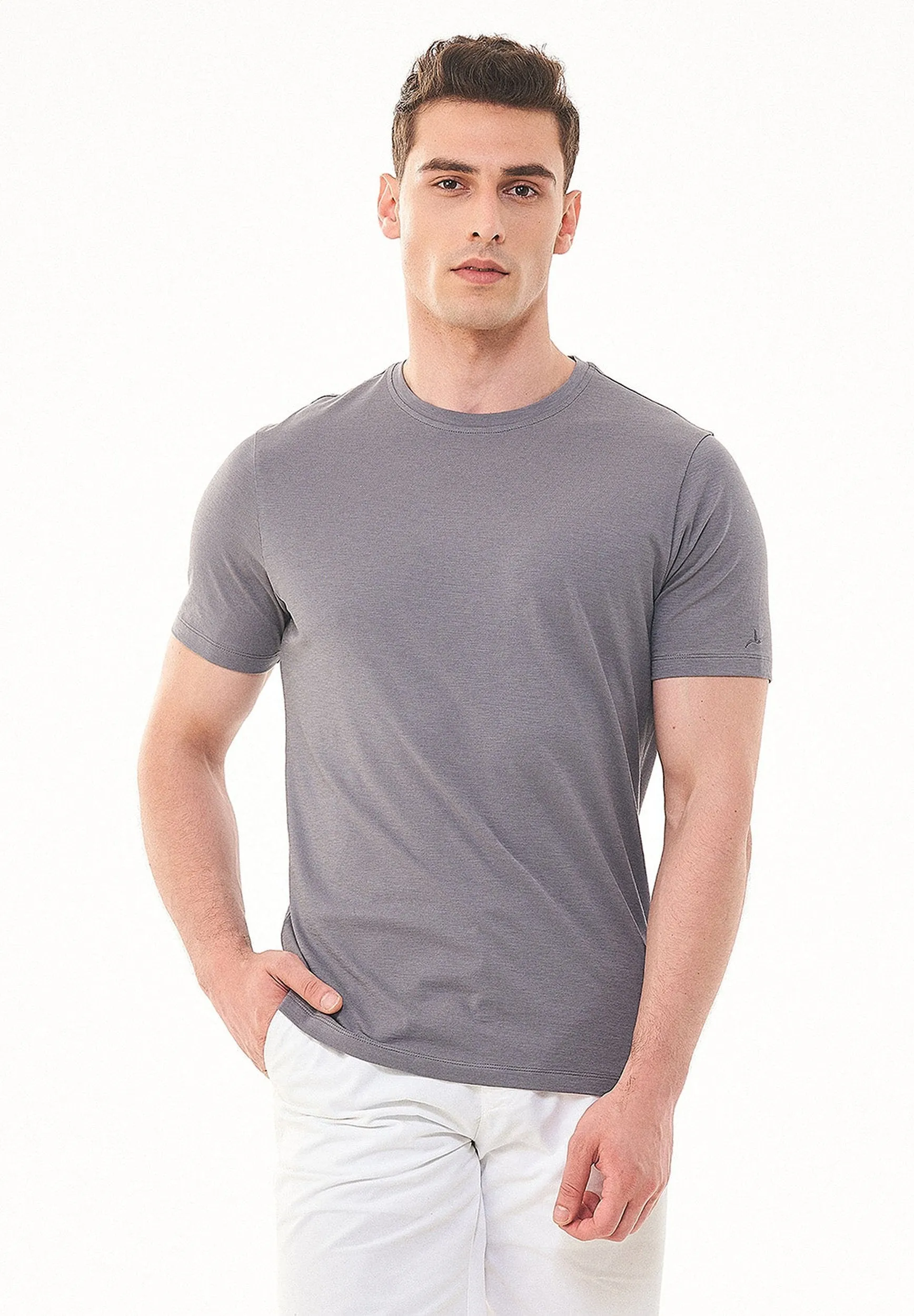 Men's Basic Round Neck T-Shirt Shadow sold by Ivalo.com