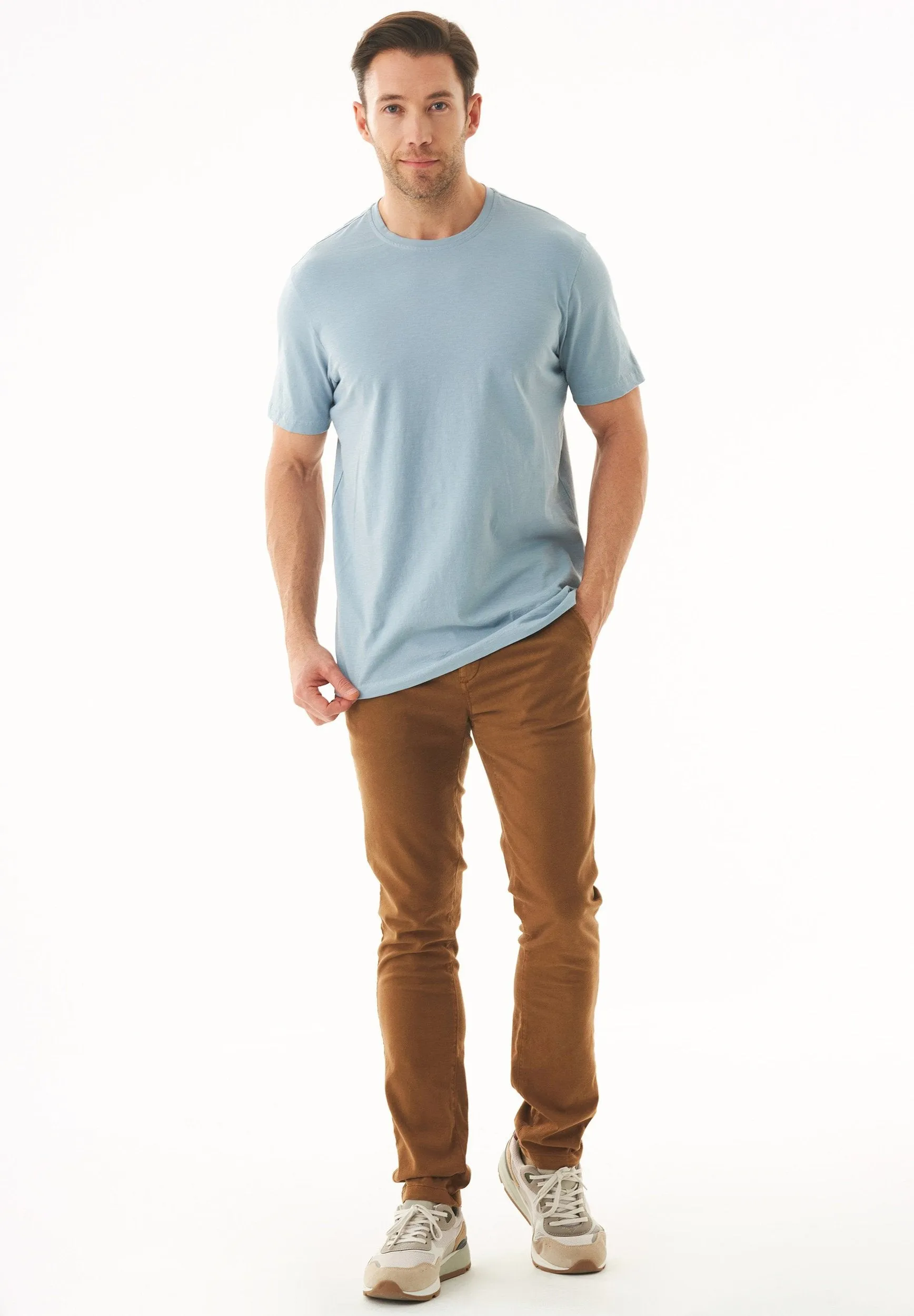 Men's Basic Round Neck T-Shirt Dusty Blue sold by Ivalo.com product image thumbnail 3
