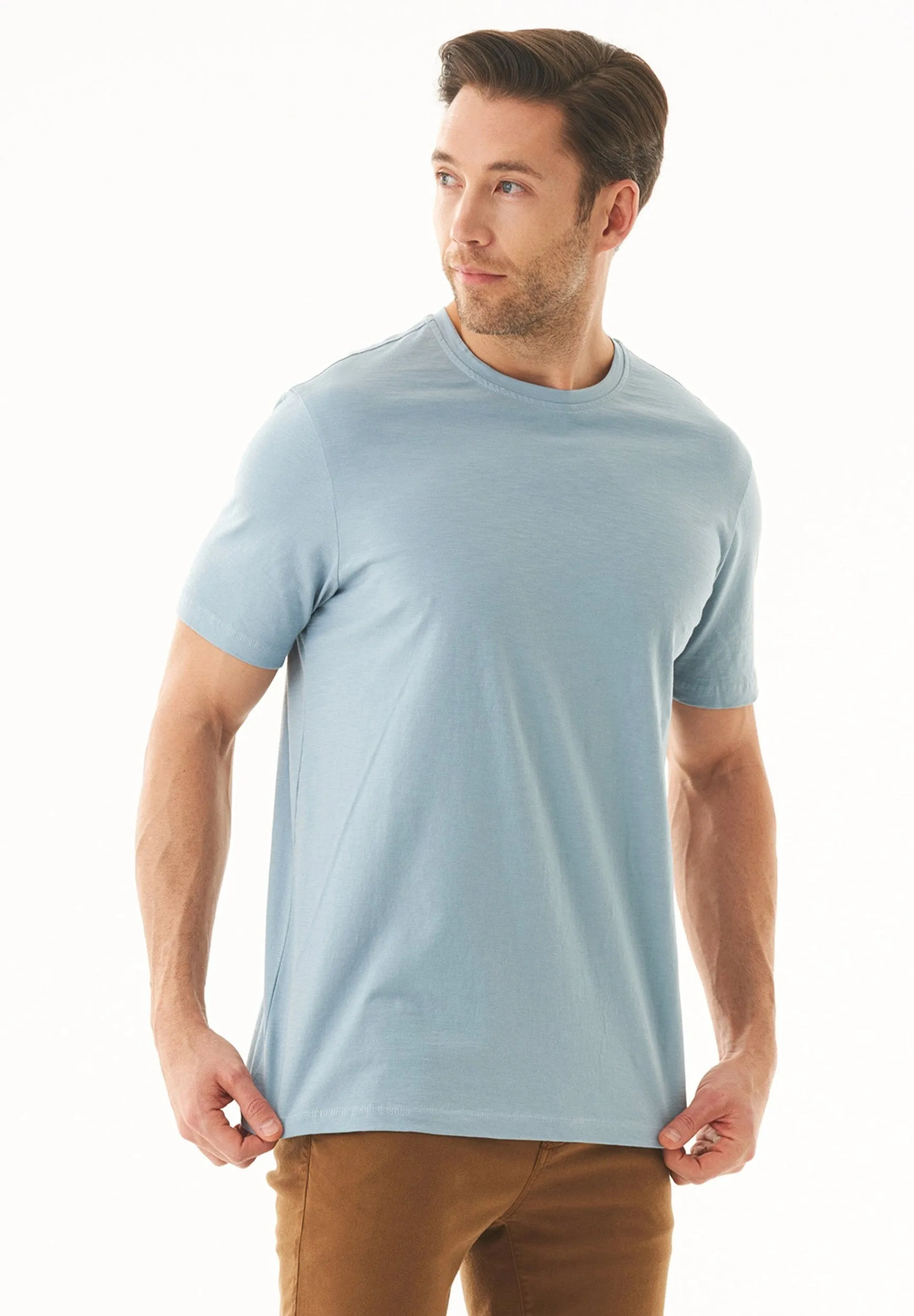 Men's Basic Round Neck T-Shirt Dusty Blue sold by Ivalo.com product image thumbnail 4