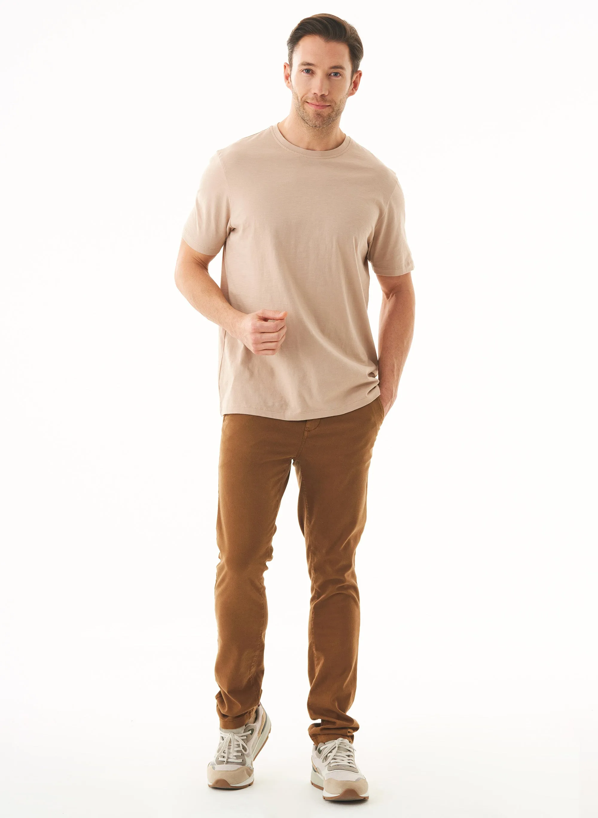 Men's Basic Round Neck T-Shirt Beige sold by Ivalo.com product image thumbnail 3