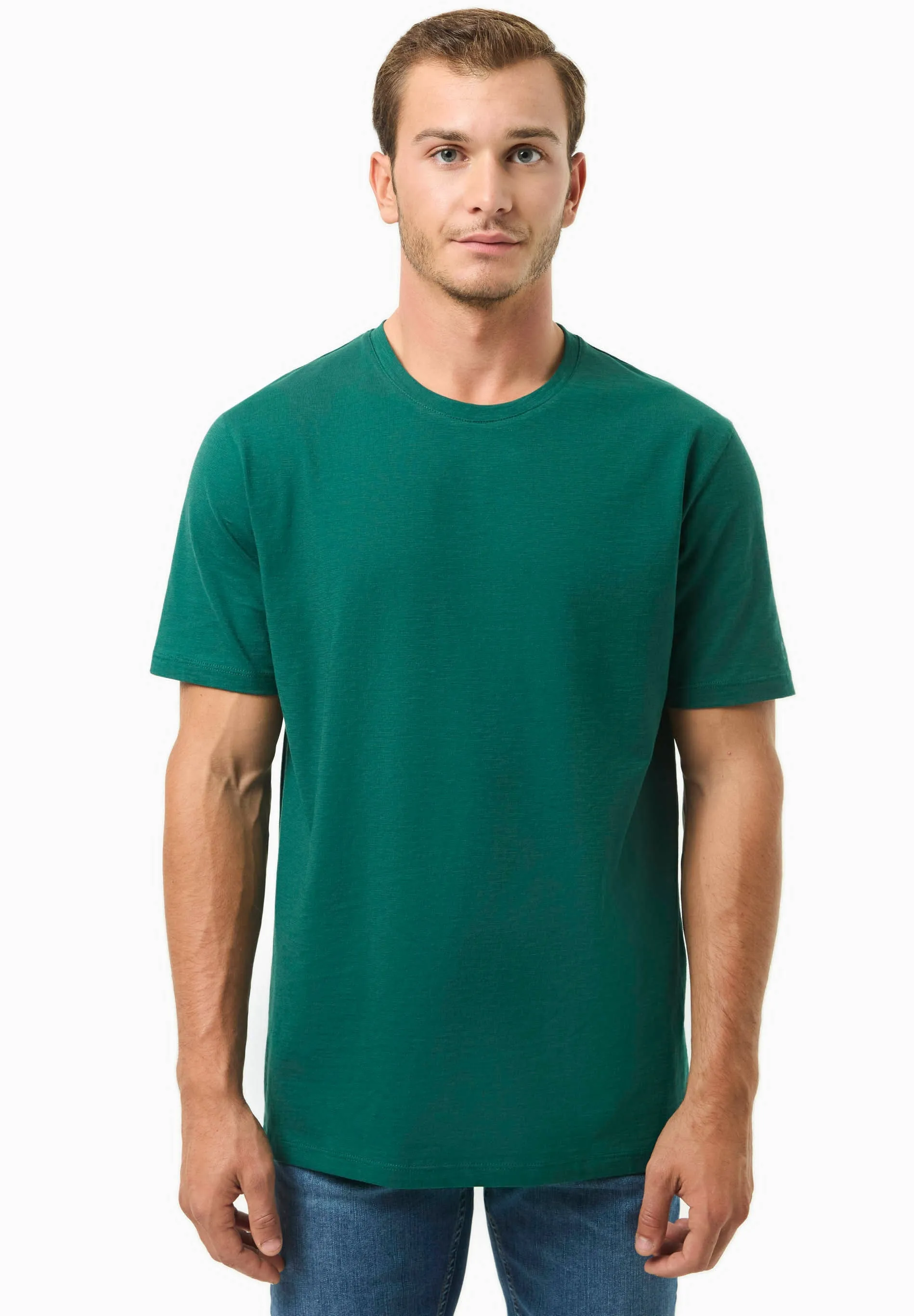 Men's Basic Round Neck T-Shirt Deep Emerald sold by Ivalo.com