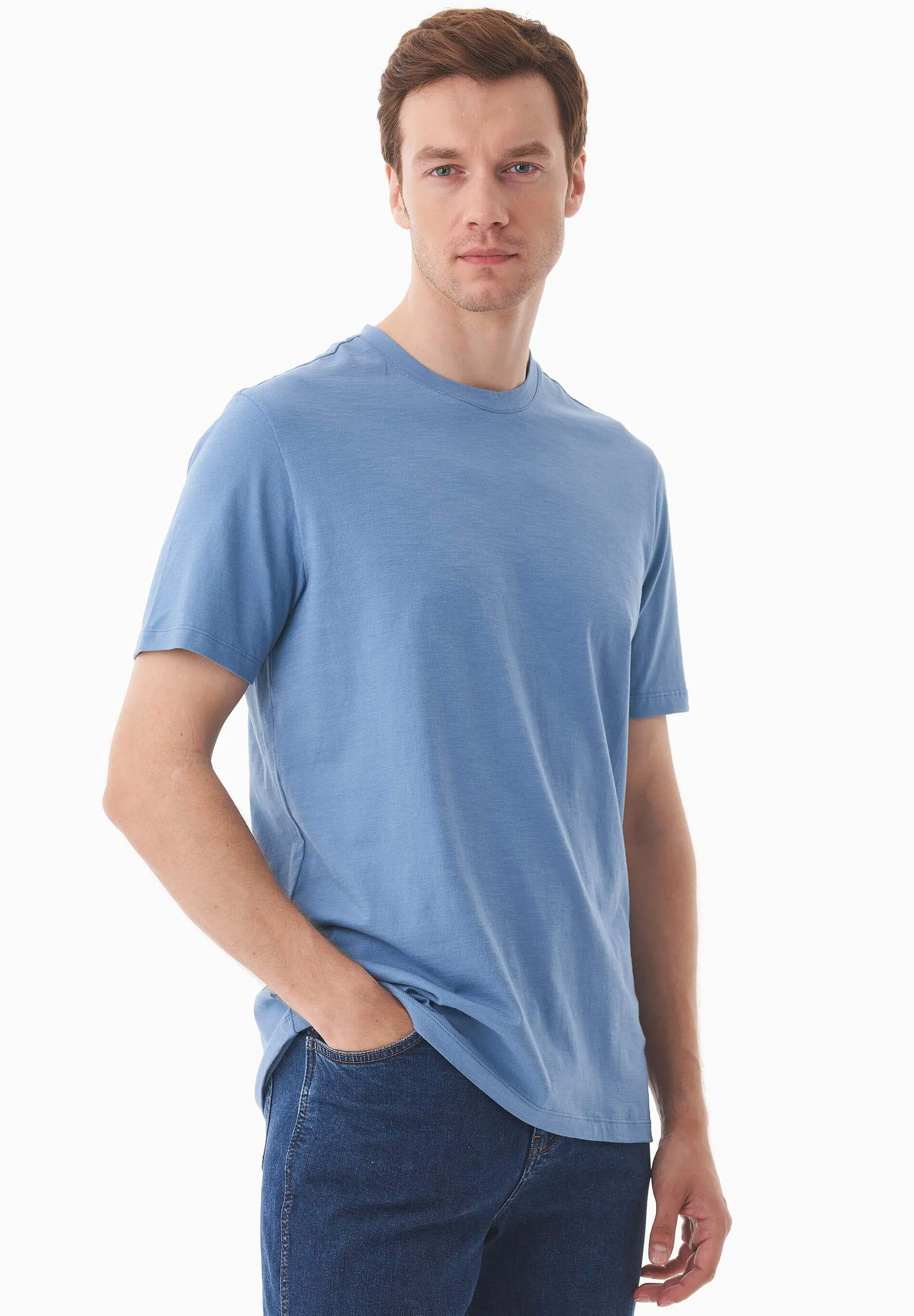 Men's Basic Round Neck T-Shirt Coronet Blue sold by Ivalo.com product image thumbnail 4