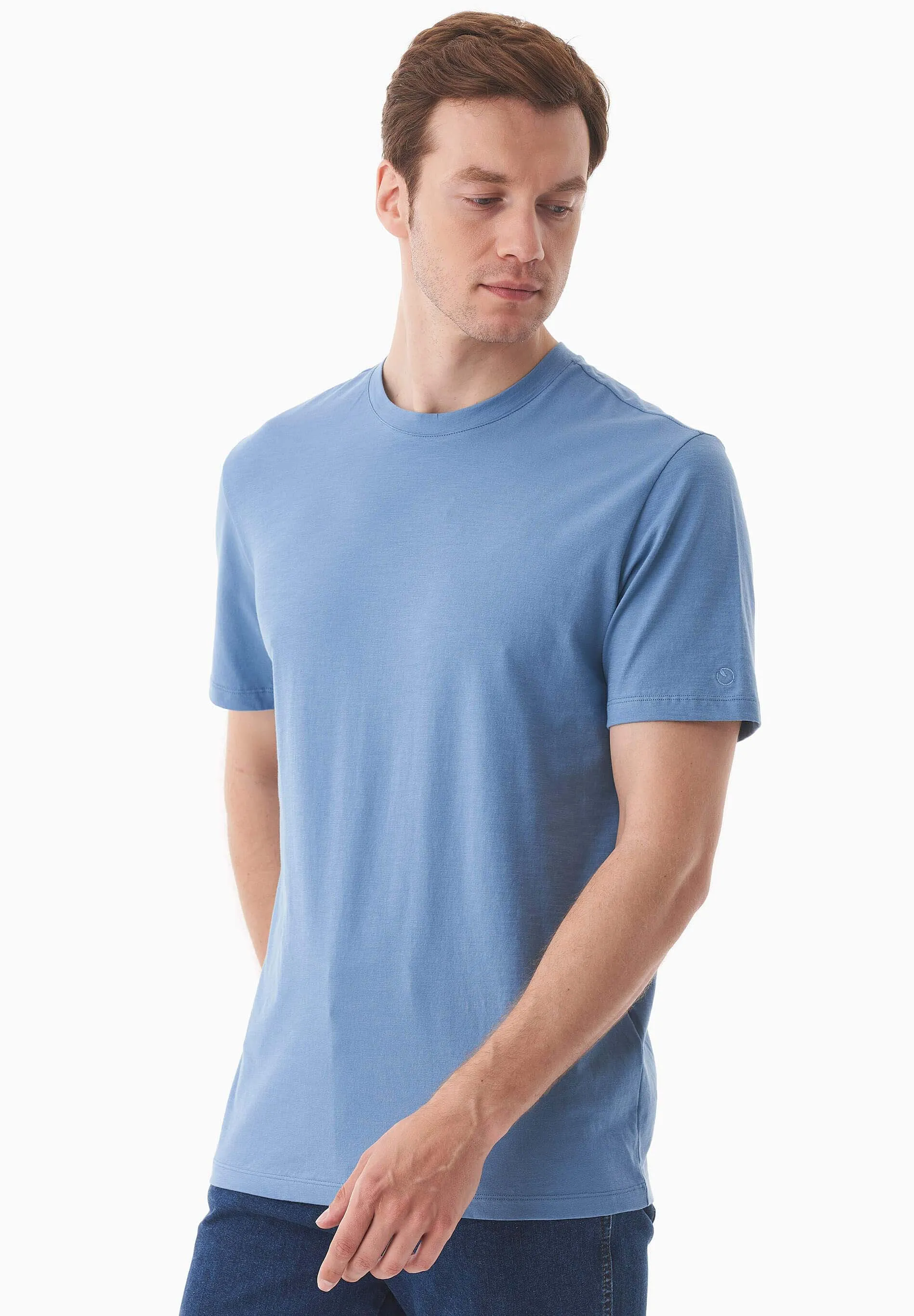 Men's Basic Round Neck T-Shirt Coronet Blue sold by Ivalo.com product image thumbnail 5