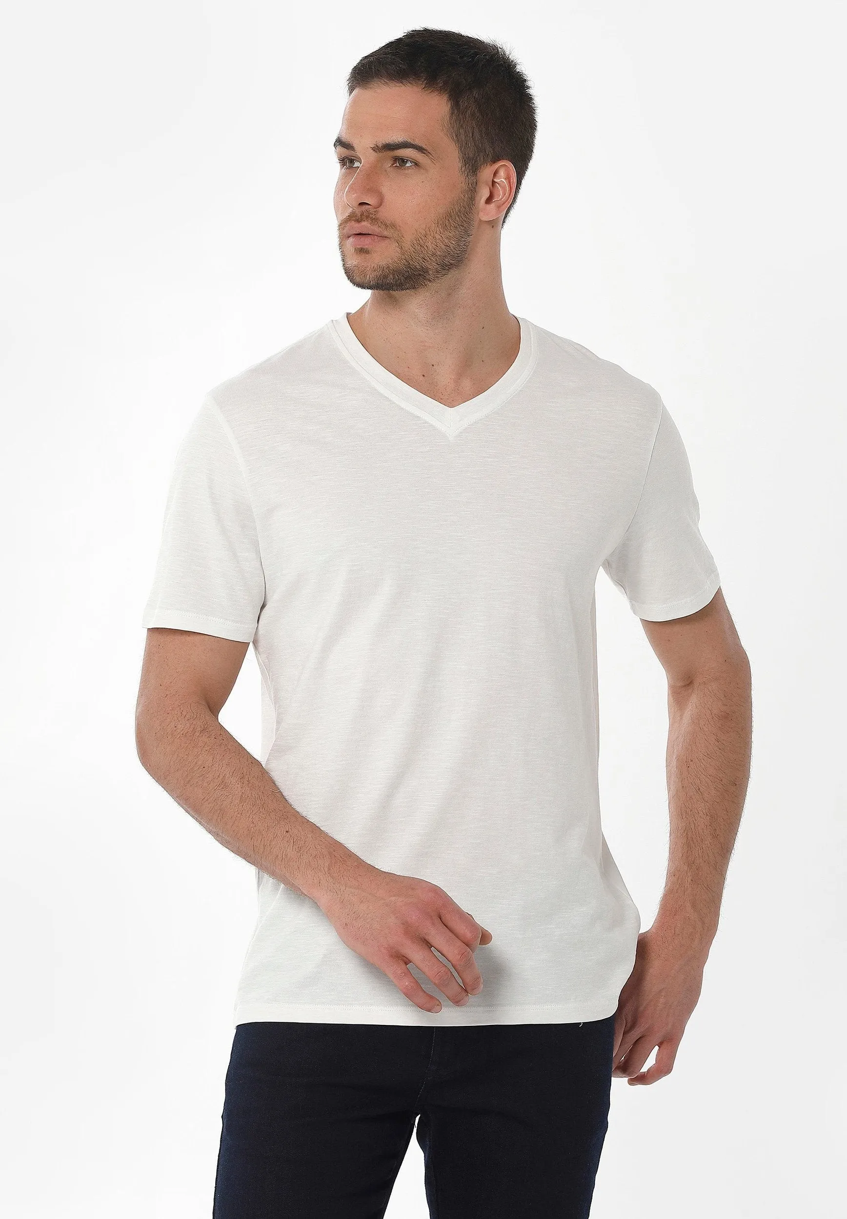 Men's Basic V-Neck T-Shirt Off White sold by Ivalo.com