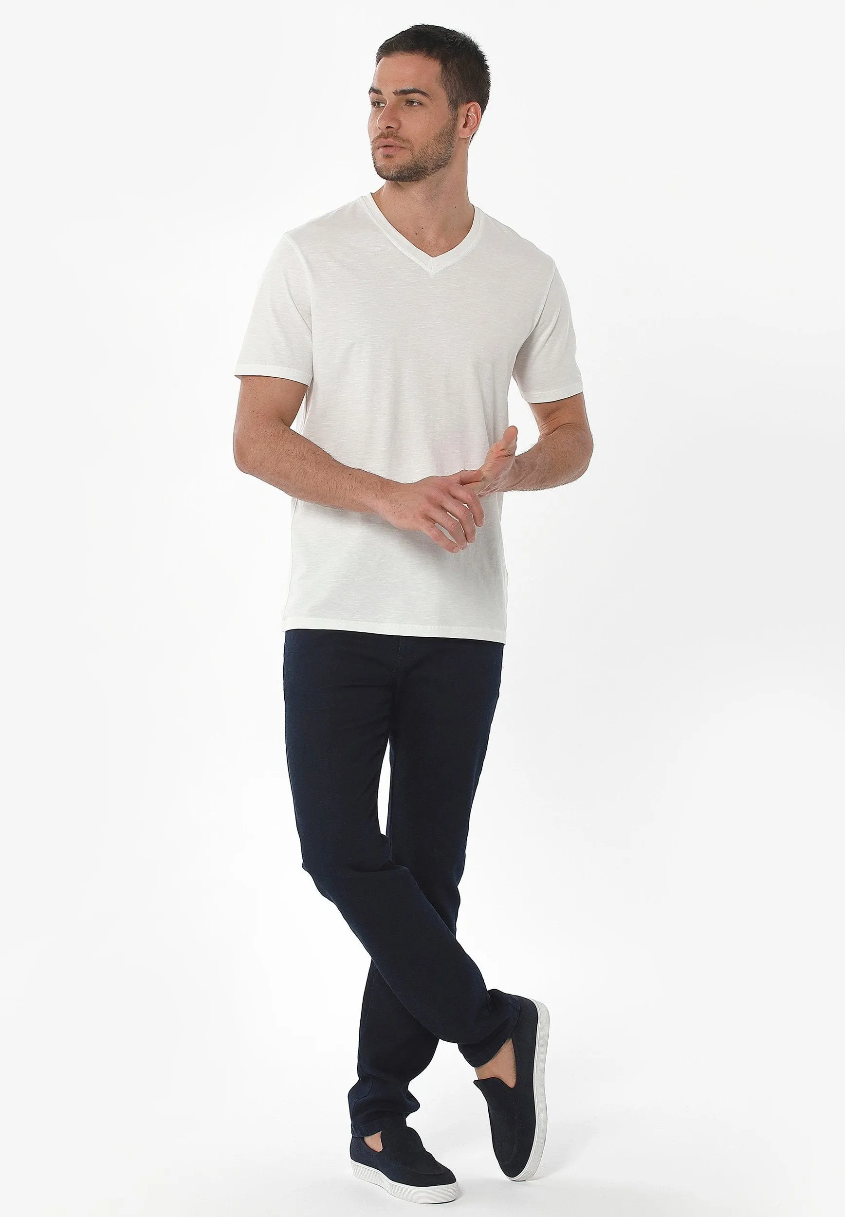 Men's Basic V-Neck T-Shirt Off White sold by Ivalo.com product image thumbnail 3