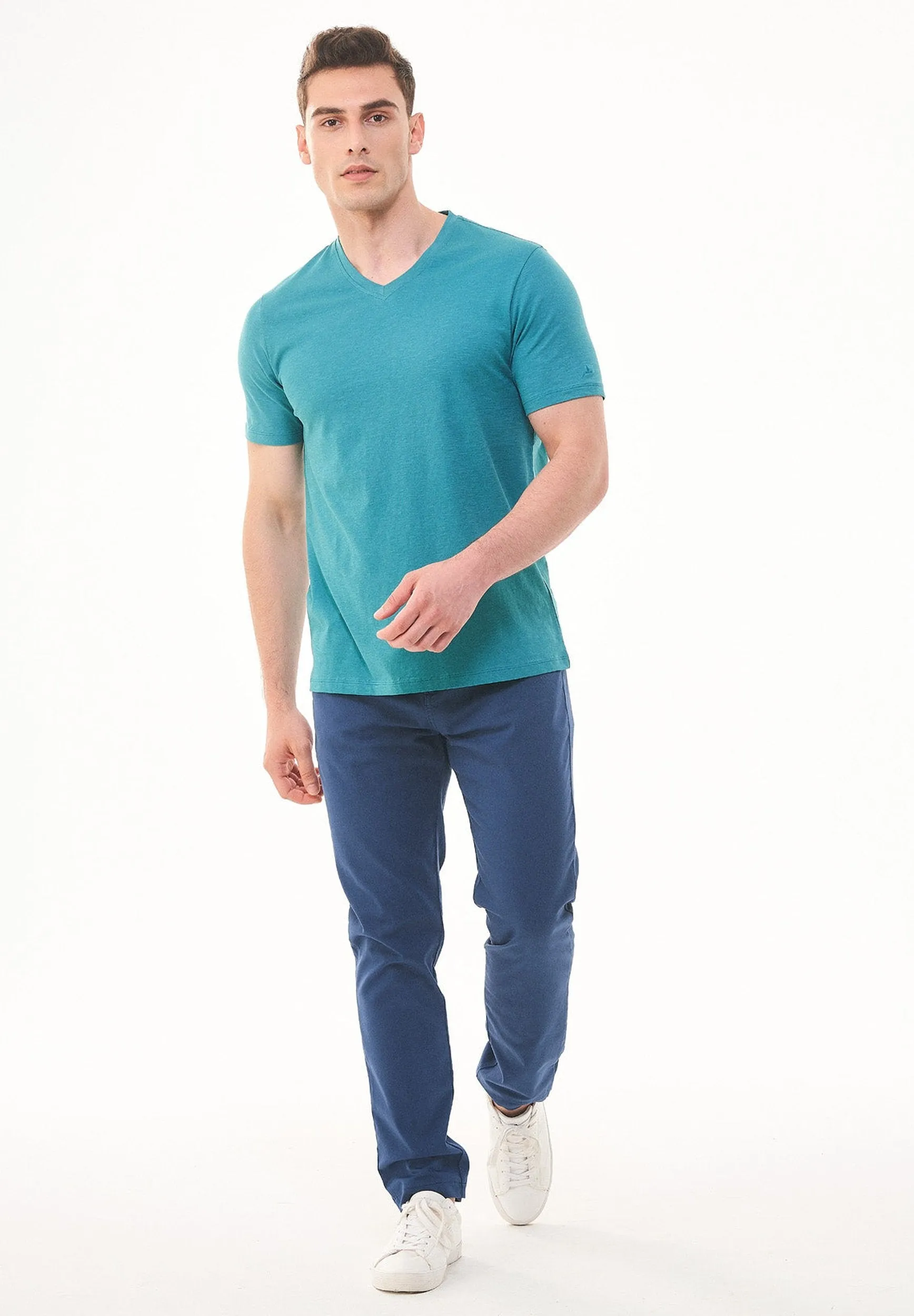 Men's Basic V-Neck T-Shirt Petrol Green sold by Ivalo.com product image thumbnail 3