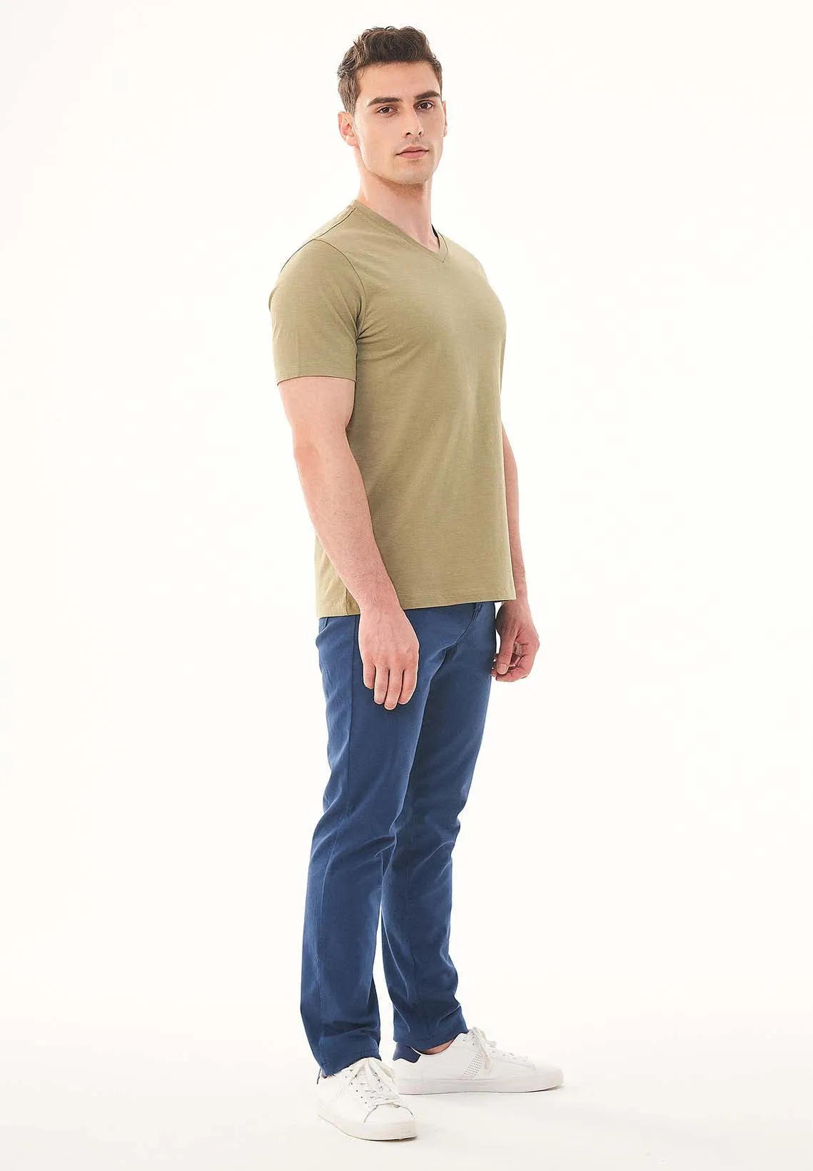 Men's Basic V-Neck T-Shirt Olive sold by Ivalo.com product image thumbnail 3