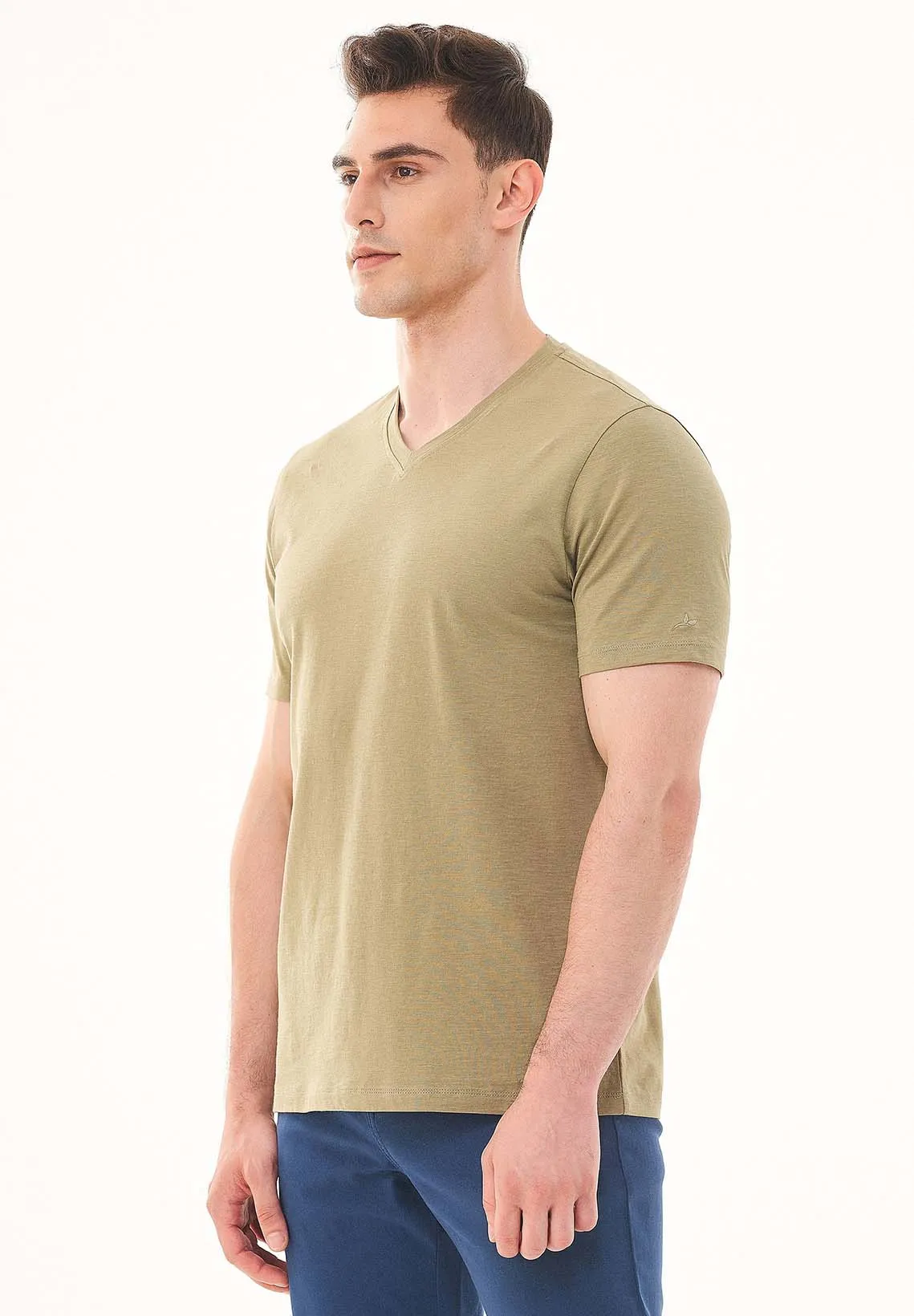 Men's Basic V-Neck T-Shirt Olive sold by Ivalo.com product image thumbnail 4
