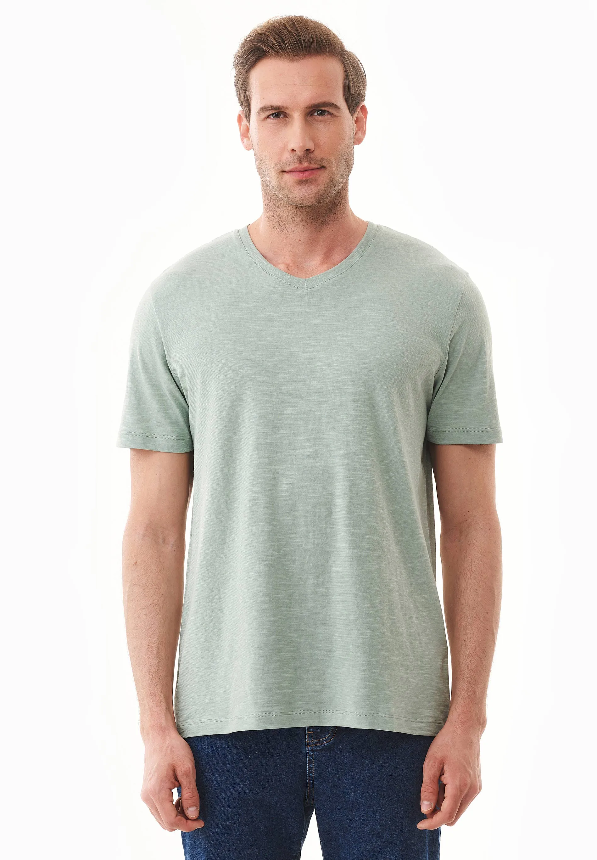Men's Basic V-Neck T-Shirt Water Green sold by Ivalo.com