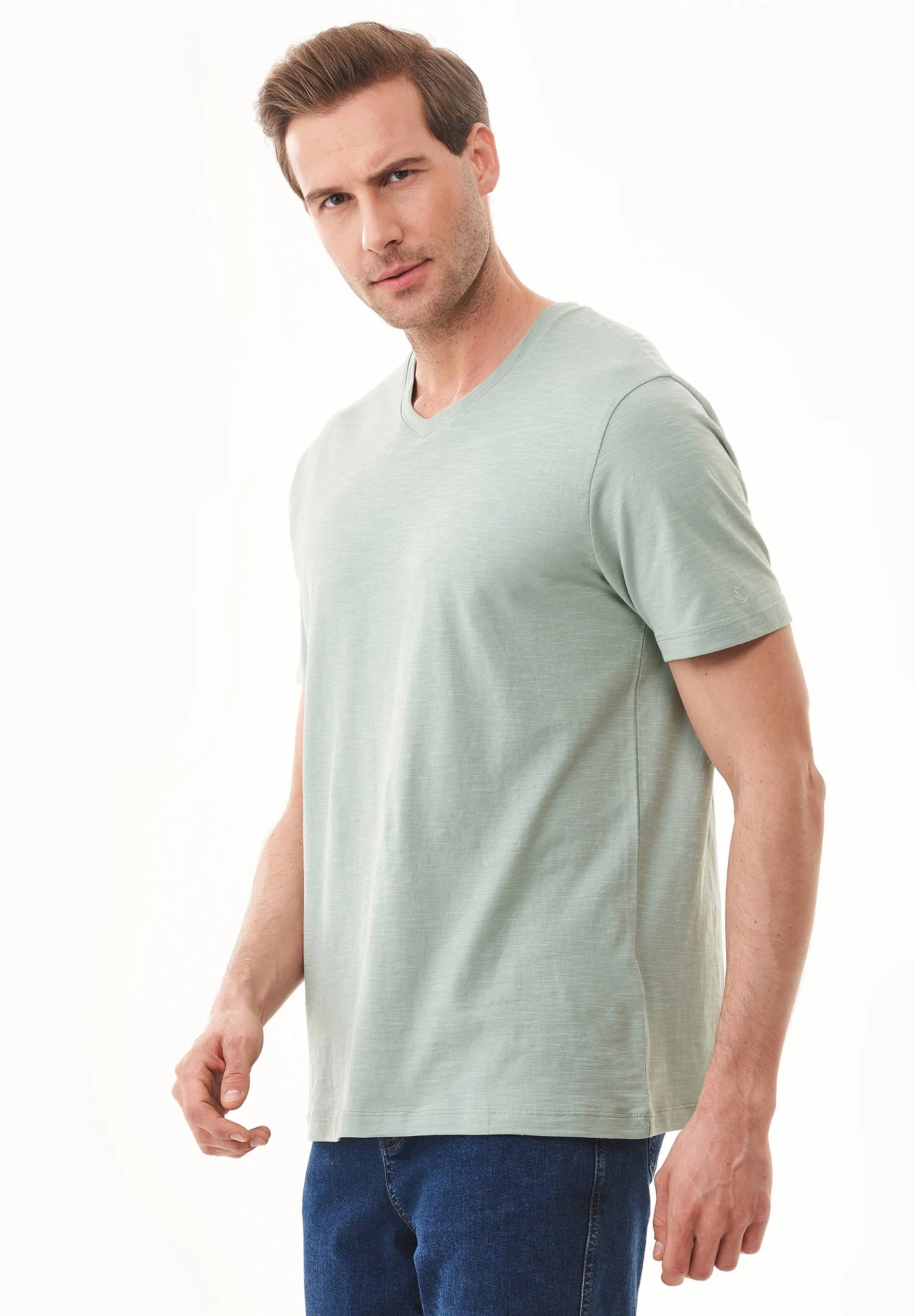 Men's Basic V-Neck T-Shirt Water Green sold by Ivalo.com product image thumbnail 4