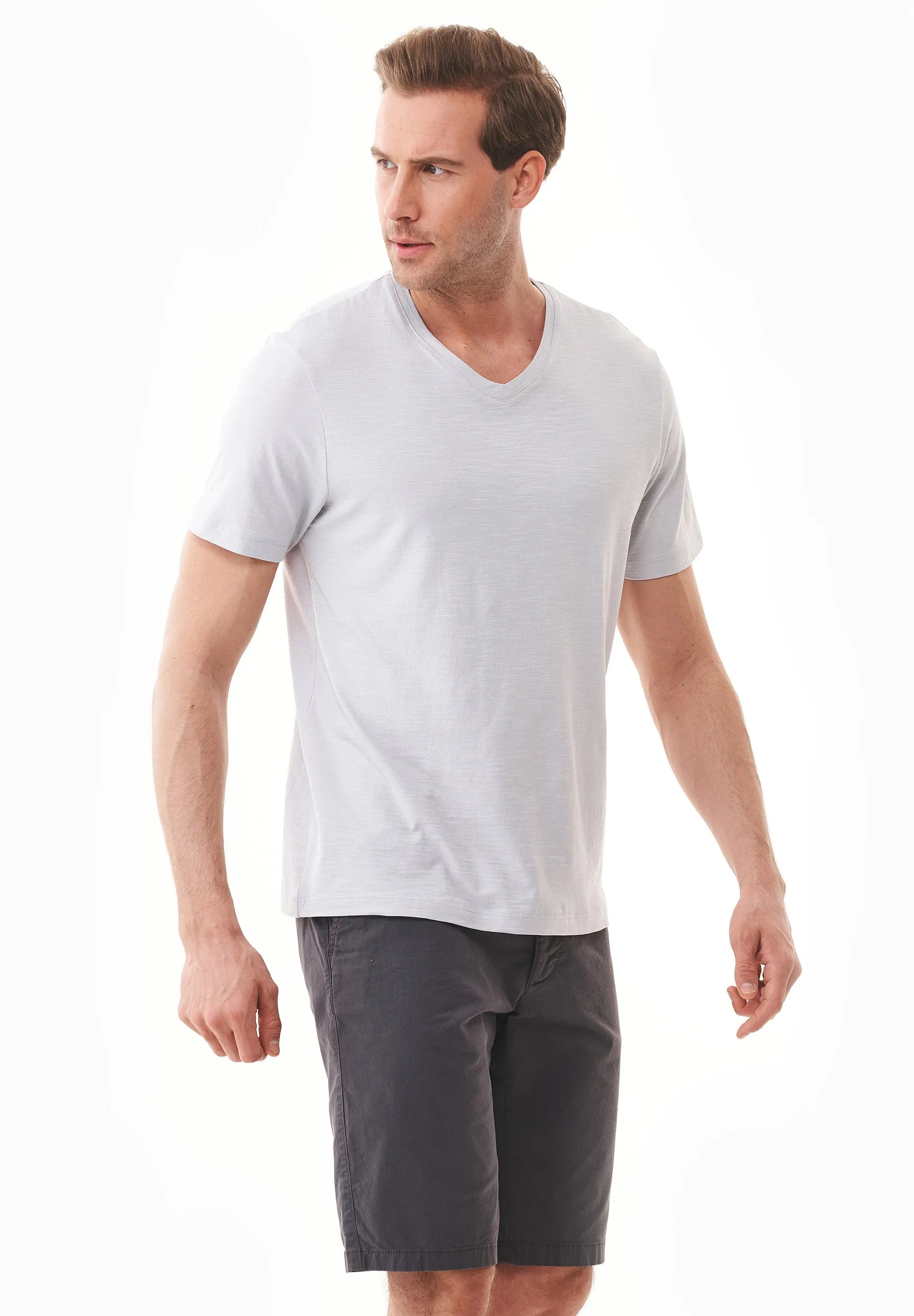 Men's Basic V-Neck T-Shirt Light Grey sold by Ivalo.com product image thumbnail 5
