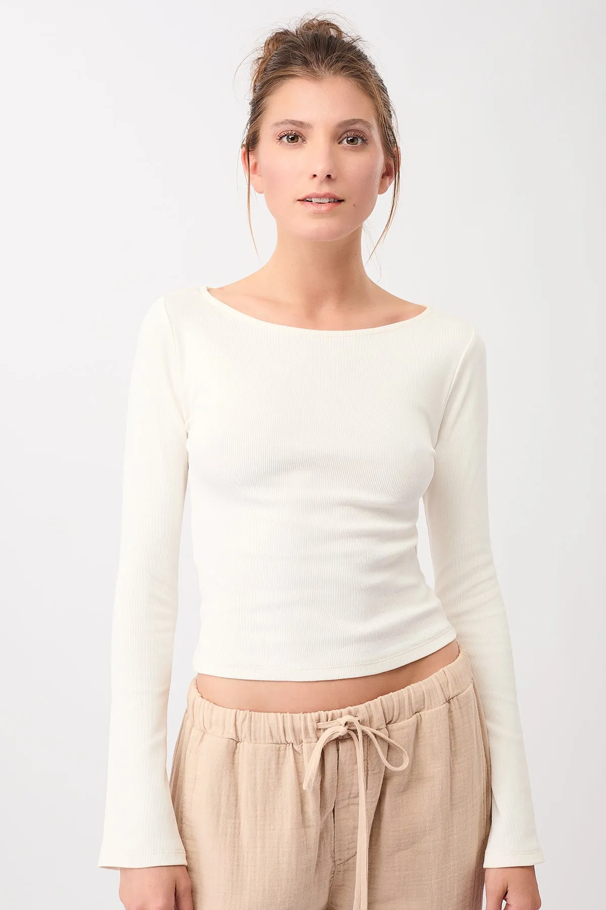 Ribbed Boat Neckline White sold by Ivalo.com
