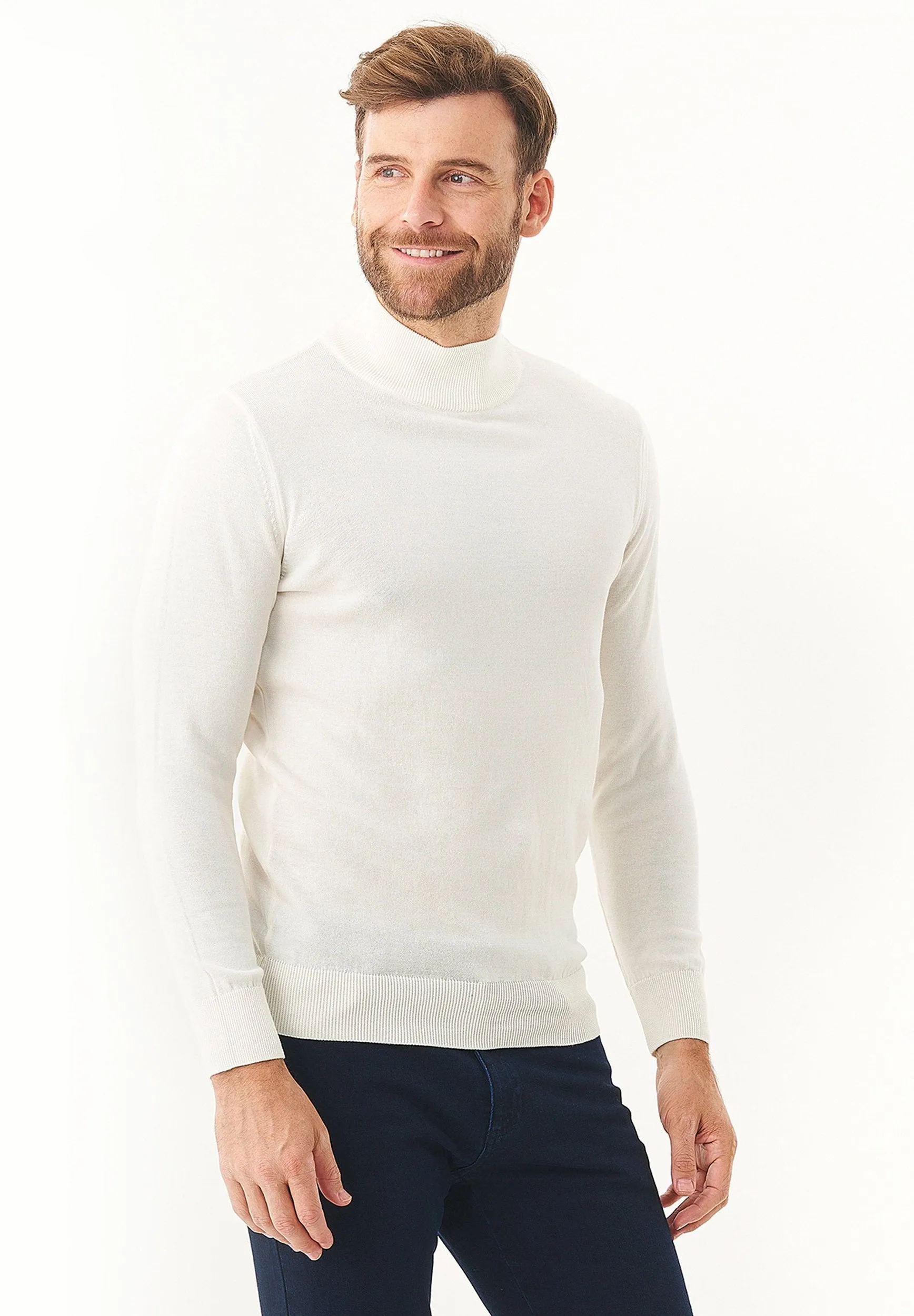 Men's Organic Cotton Turtleneck Sweater Off White sold by Ivalo.com product image thumbnail 4