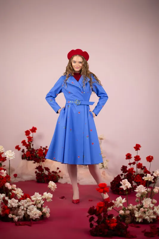 Double Breasted Trench Coat Forget-Me-Not Blue sold by Ivalo.com