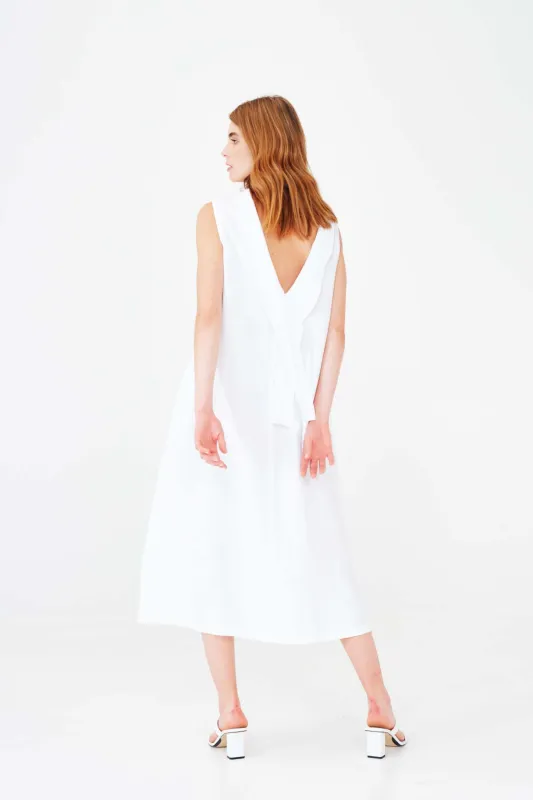 Midi Back Tie Linen Dress sold by Ivalo.com