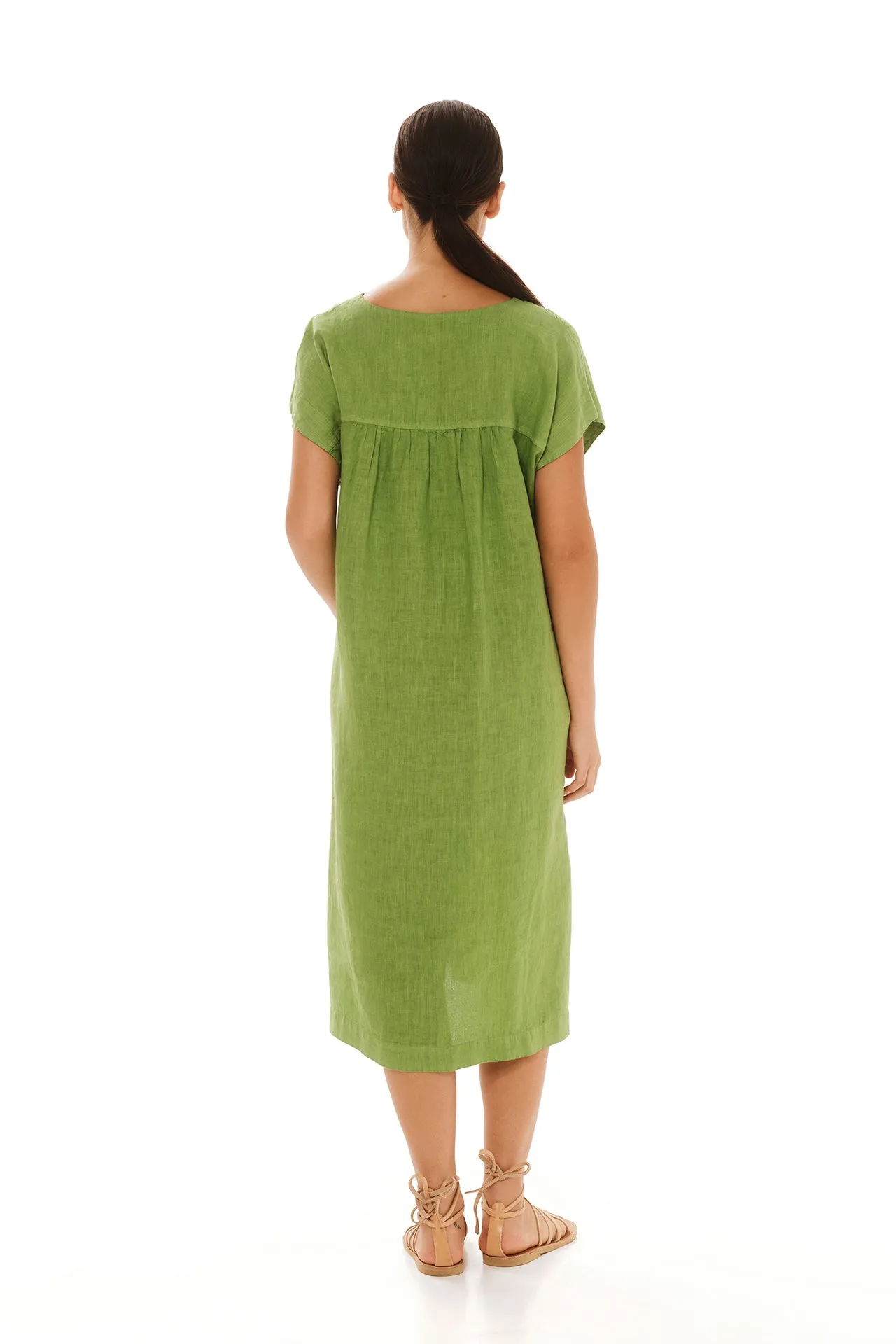 Smock Linen Dress with Split Hem Avocado sold by Ivalo.com product image thumbnail 2