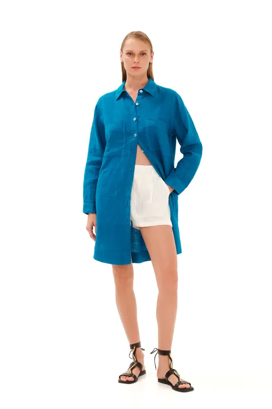 Long Sleeved Oversized Linen Shirt Dress sold by Ivalo.com