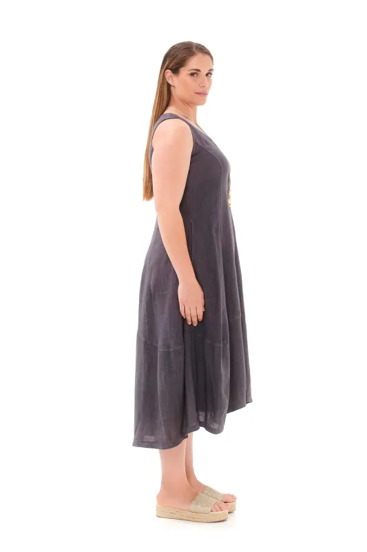 Tank Linen Dress with Asymmetrical Hem Iron sold by Ivalo.com