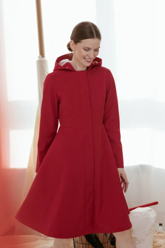 Fit and Flare Raincoat with Pleated Back Scarlet Red sold by Ivalo.com