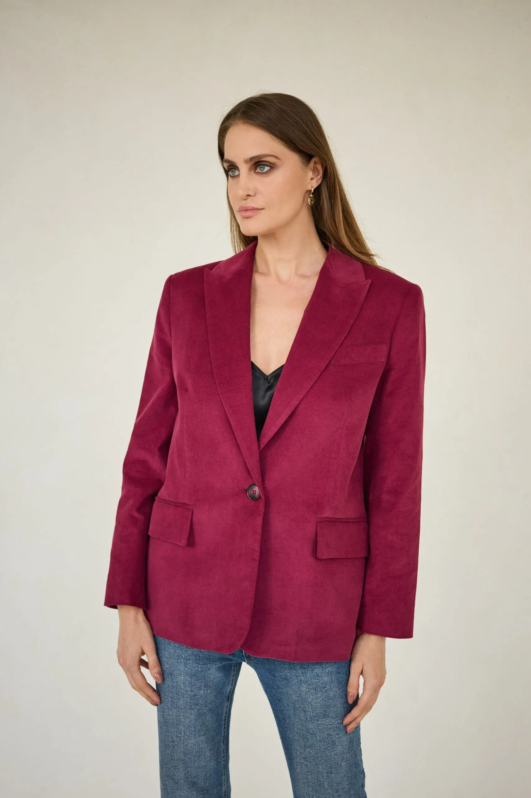 Corduroy Jacket Burgundy sold by Ivalo.com