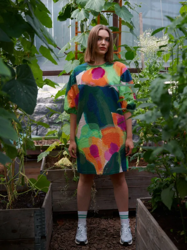 Puff Sleeve Tunic Dress Garden Print sold by Ivalo.com