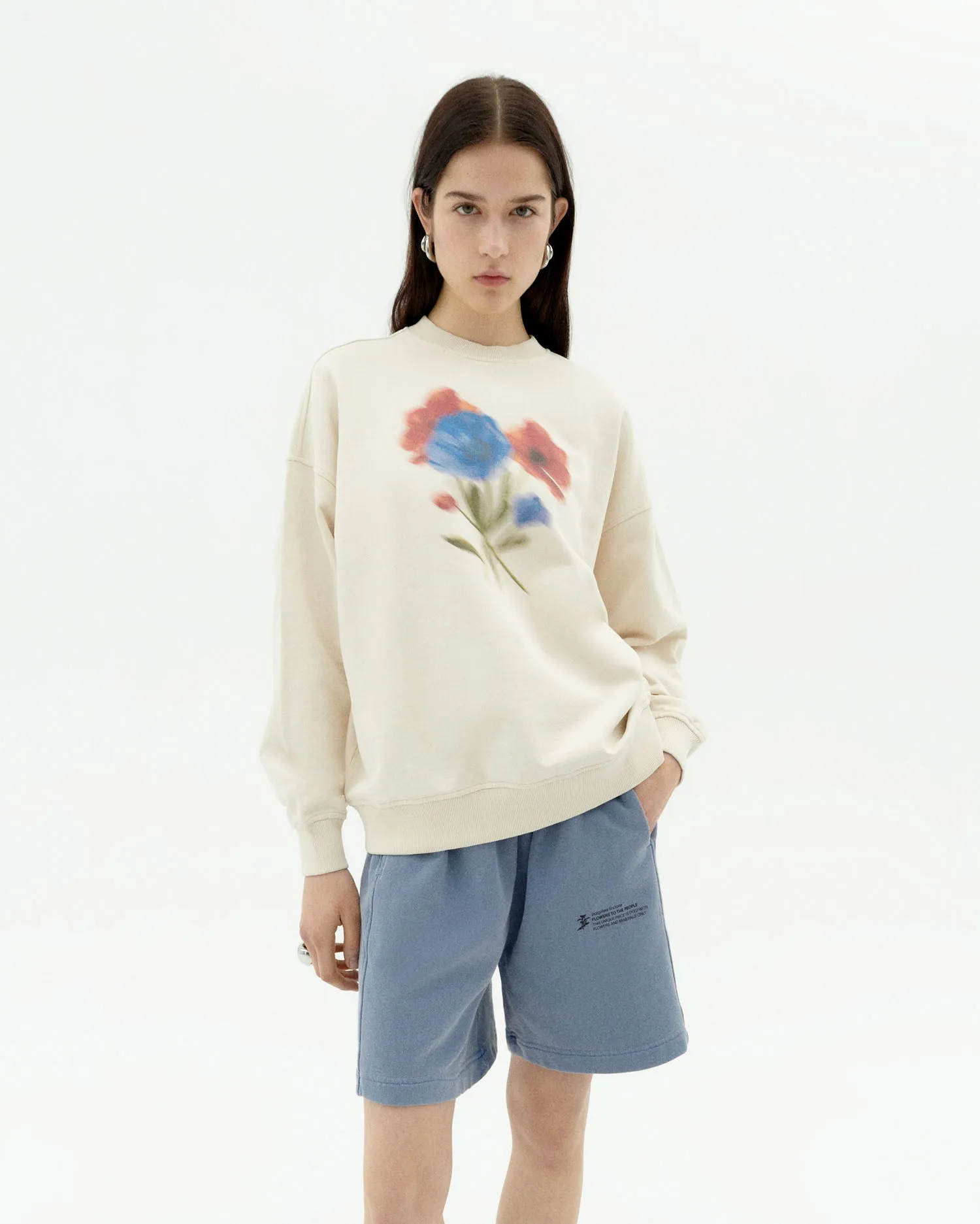 Jimena Blurry Flower Sweatshirt White sold by Ivalo.com