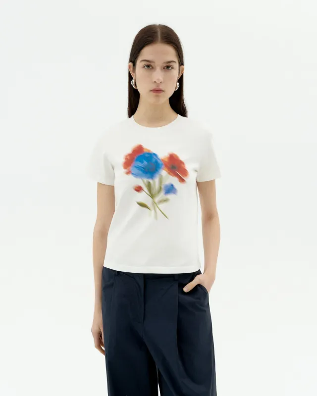 Ida T-Shirt Blurry Flower White sold by Ivalo.com