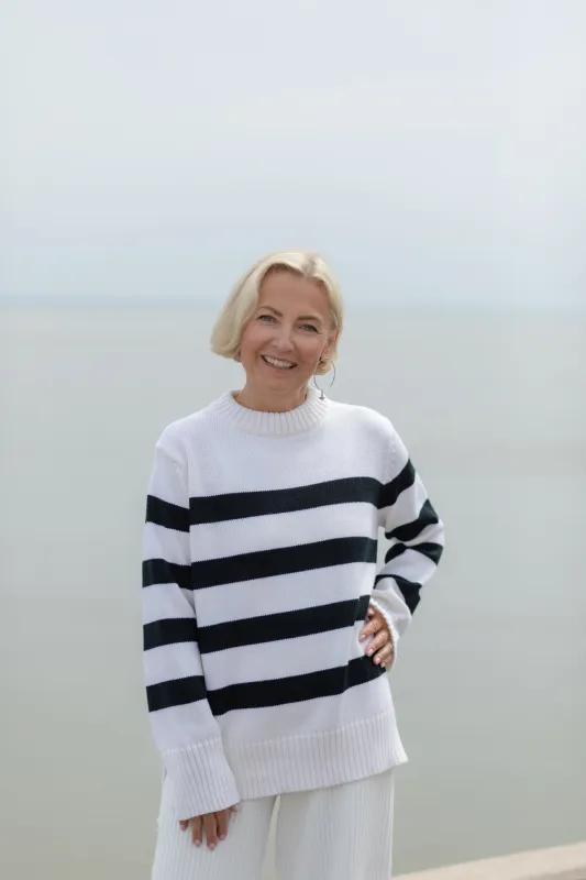 Marina Merino Jumper White Striped sold by Ivalo.com