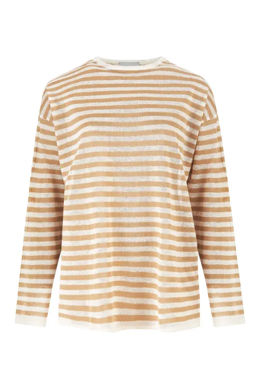 Tanto Unisex Linen Long-Sleeve Top Sand Striped sold by Ivalo.com