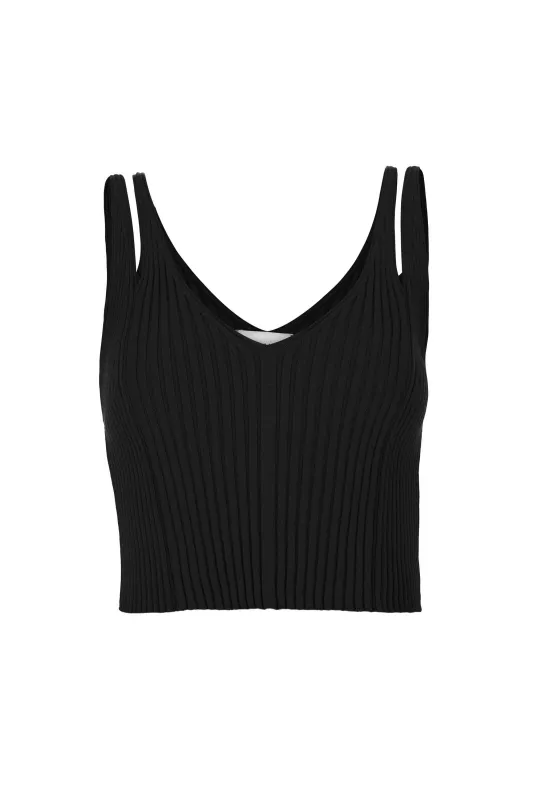 Donna Ribbed Crop Top Black sold by Ivalo.com