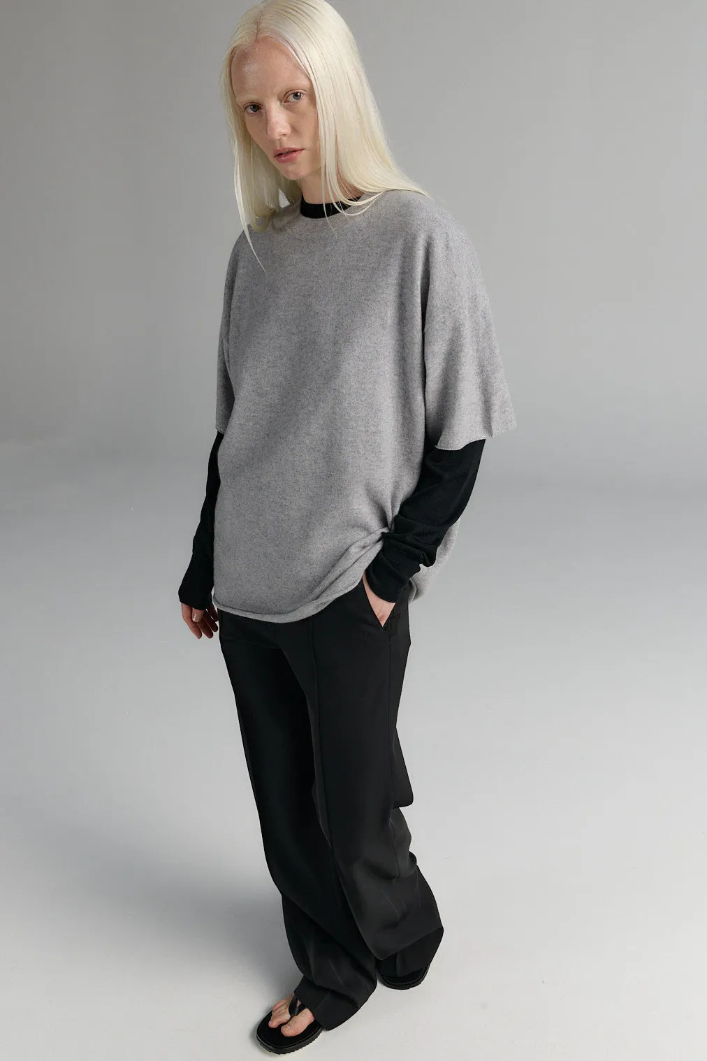 Cashmere Blend T-Shirt Light Grey sold by Ivalo.com product image thumbnail 3