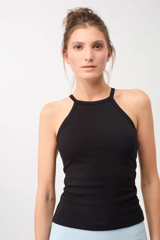 Ribbed Halterneck Top Black sold by Ivalo.com