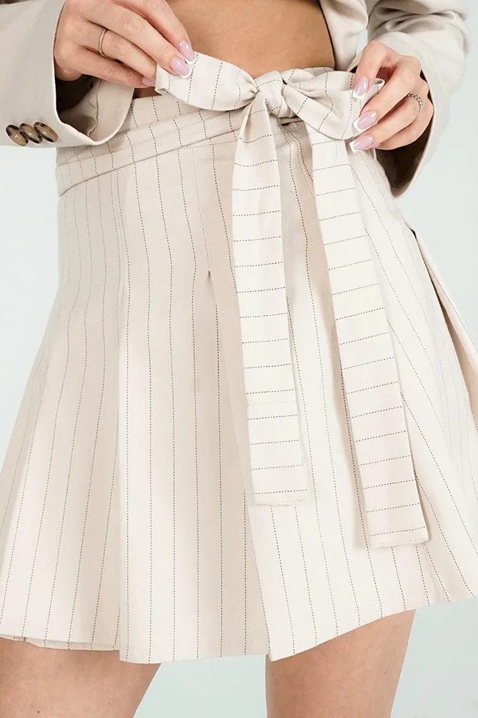 Pleated Mini Skirt Pinstripe Beige sold by Ivalo.com product image thumbnail 2