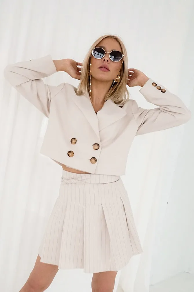 Pleated Mini Skirt Pinstripe Beige sold by Ivalo.com