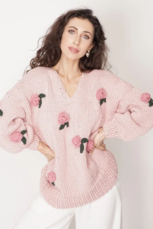 Rose Handmade Knit Sweater Pink sold by Ivalo.com