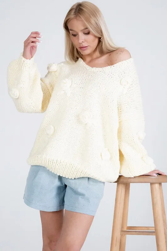 Rose Handmade Knit Sweater Pastel Yellow sold by Ivalo.com