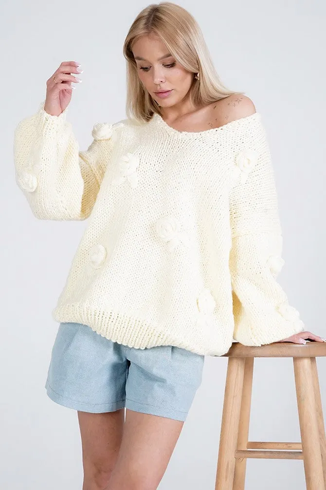 Rose Handmade Knit Sweater Pastel Yellow sold by Ivalo.com