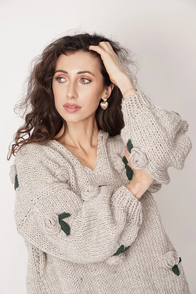 Rose Handmade Knit Sweater Dark Beige sold by Ivalo.com product image thumbnail 4