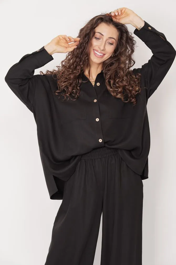 Oversized Tencel Shirt Black sold by Ivalo.com product image thumbnail 2