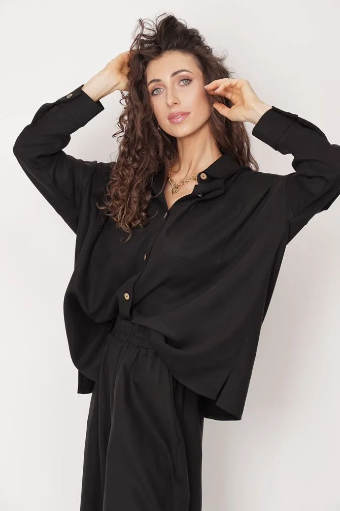 Oversized Tencel Shirt Black sold by Ivalo.com product image thumbnail 3