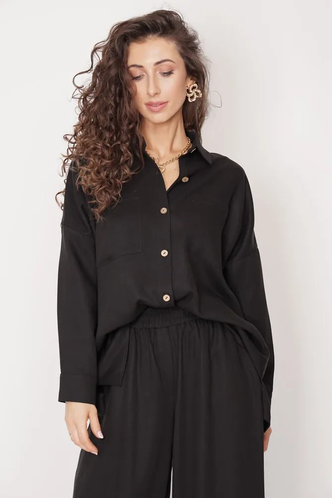 Oversized Tencel Shirt Black sold by Ivalo.com product image thumbnail 4