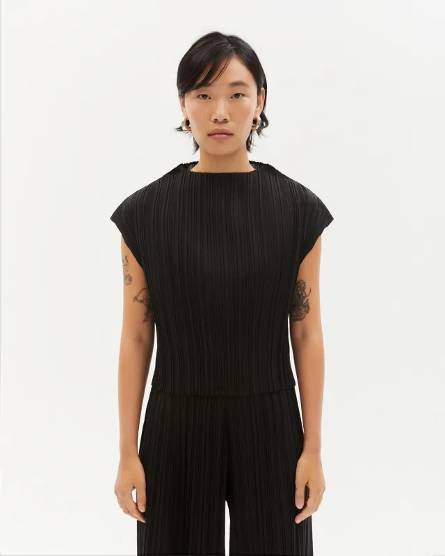 Maddox Pleated Top Black made by Thinking Mu