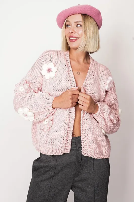 Flower Handmade Cardigan Light Pink sold by Ivalo.com