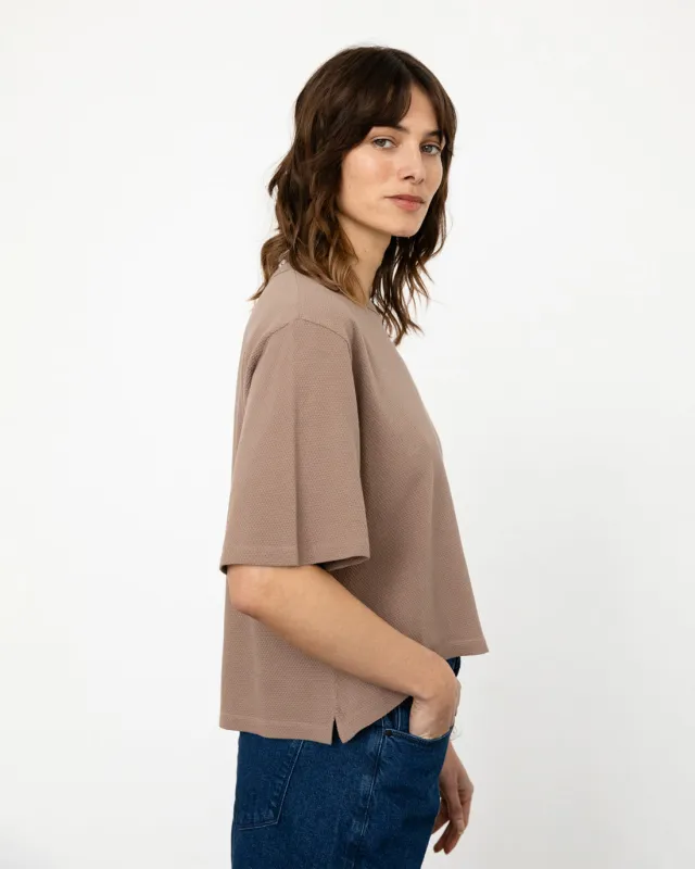 Cropped Waffle T-shirt Washed Brown sold by Ivalo.com