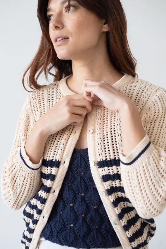 Bibi Openwork Oversize Cardigan Two-Tone Beige sold by Ivalo.com